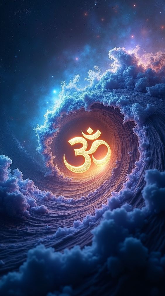 Cosmic Om symbol background